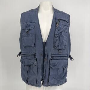 VTG Eddie Bauer Fly Fishing Safari Utility Cargo Pocket Vest M Hiking Gorpcore